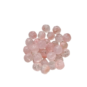 Stack of 8mm pink Czech glass beads with hand-painted rose texture for jewelry making