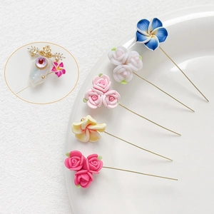 Épingles à Fleurs en Pâte Polymère Faites à la Main Pour la Fabrication de Bijoux DIY Style Baroque Accessoires Floraux pour Femmes
