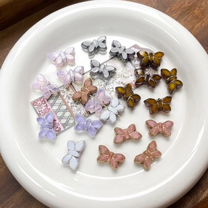 Glazed butterfly glass beads with gold trim for DIY jewelry making and necklaces