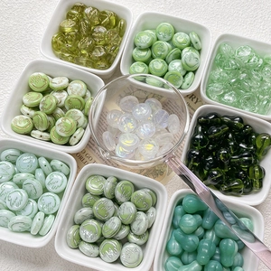 Green Series Glass Beads Gold Traced Bird Pattern Round Water Drop Loose Beads For DIY Jewelry Making Jewelry Components