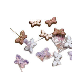 Czech glass butterfly beads with gold edges for DIY handmade jewelry and necklaces