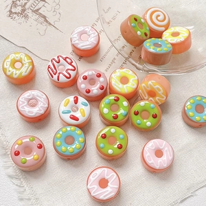 Colorful donut-shaped macaron DIY beads with cream texture for handmade jewelry making