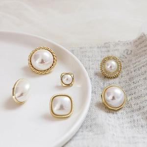 DIY French Vintage Artificial Pearl Earring Material Gold Plated Alloy Geometric Imitation Artificial Pearl With 925 Sterling Silver Earring Post