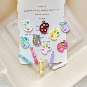 Artistic alloy palette and paintbrush charms for DIY bracelets and jewelry making