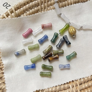 Perline in pietra naturale a forma di bambù per gioielli in vari colori assortiti