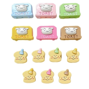 DIY cartoon toaster and bread charms in assorted colors for jewelry making kits