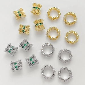 18K gold-plated spacer beads with zircon and metal rings for DIY jewelry making
