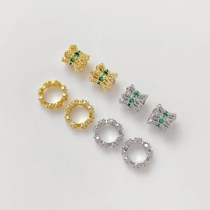 18K gold plated zircon waist spacer beads for DIY jewelry making in gold and silver