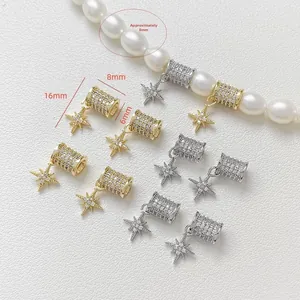 Detailansicht der 18k vergoldeten Meteor-Anhänger mit Zirkonia für DIY-Schmuck