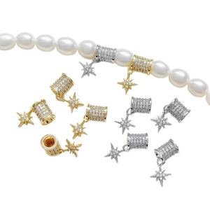 18k gold plated meteor spacer bead with cubic zirconia for DIY jewelry making