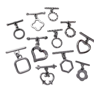 Gun black heart and geometric OT toggle clasps set for DIY jewelry making and bracelet crafts