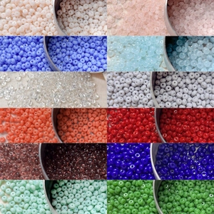 Macro detail of 4mm colorful glass seed beads for DIY jewelry and beaded crafts