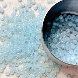 Detailed view of light blue 4mm glass rondelle beads for DIY jewelry making and crafts