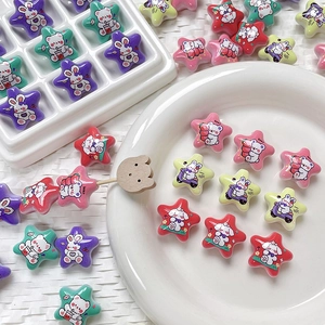 Perle a stella in acrilico colorate con stampe di animali carini per gioielli fai-da-te