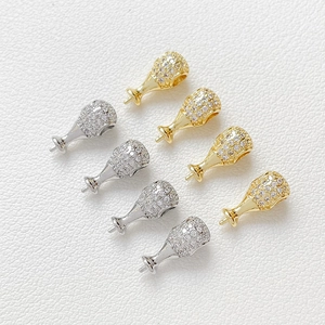 Bélière en forme de cuisse de poulet plaqué or 18k avec zircon pour bijoux en perles