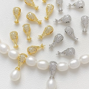 Bélière pour perle plaquée or 18 carats avec zircone pour création de bijoux