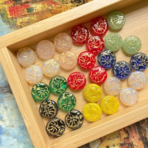 Vintage relief floral beads with gold accents for DIY handmade jewelry and bracelets