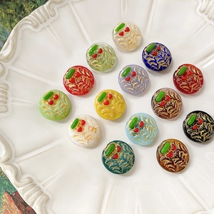 Hand-painted cherry glass beads in colorful set for DIY jewelry necklaces and bracelets