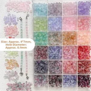 Close-up of 4x7mm frosted oval gradient seed beads for DIY jewelry making