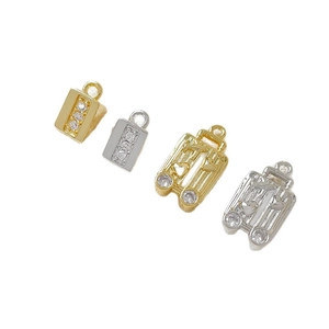 Mini gold-plated luggage charms with sparkling cubic zirconia for DIY jewelry making