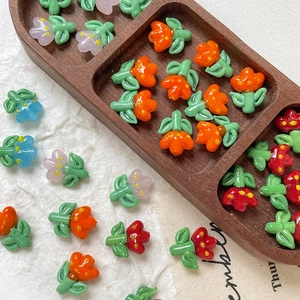 Handmade Tulip Lampwork Glass Beads Flower Loose Spacer Beads For DIY Bracelet Necklace Phone Chain Jewelry Making Crafts