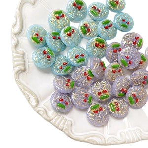 Hand-painted glass beads with gold texture and colorful accents for DIY jewelry making