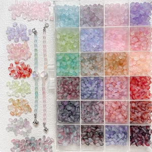 Frosted gradient rice beads for DIY jewelry making with organized storage box and bracelet