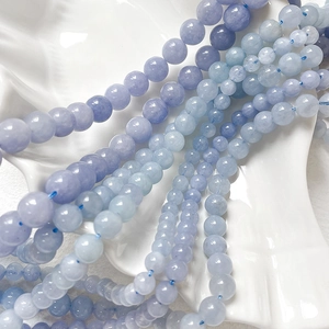 Natürliche Aquamarin-Rundperlen für DIY-Schmuck in Violett- und Blautönen