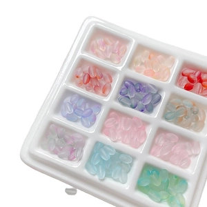 Frosted gradient oval acrylic beads in a 12-compartment storage box for DIY jewelry
