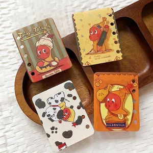 Set of 4 vintage acrylic cartoon star cards with punch holes for DIY notebook charms