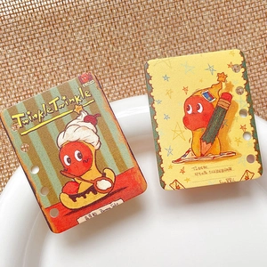 Retro acrylic planner cards with cartoon illustrations and six-hole binder design