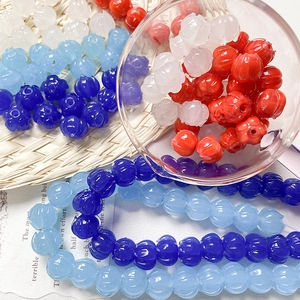 Cuentas de Vidrio de Capullo de Flor Hechas a Mano de Calabaza Estriada para Hacer Joyas DIY Pulseras Collares