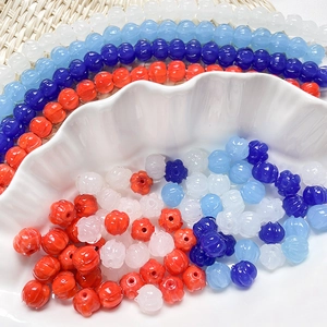Cuentas de calabaza translúcidas en rojo azul y blanco para la creación de joyas artesanales