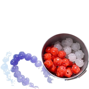 Cuentas de vidrio traslúcido con forma de capullo para joyería DIY en rojo púrpura y blanco