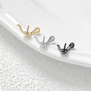 Bélières perle couronne en plaqué or 18k, finitions or, argent et métal noir de qualité