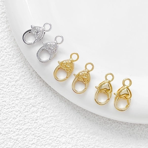 Chiusure a moschettone a cuore placcate oro 18k oro e argento per gioielli fai da te
