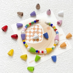 Colorful DIY handmade beaded charm kit with heart-patterned card and ice cream cone beads
