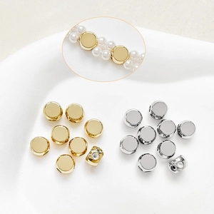 Polished 18k gold and silver spacer beads with dual holes for DIY jewelry making