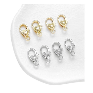 Chiusure a moschettone a cuore placcate oro 18k e argento per collane e bracciali fai da te