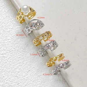 Detailed size parameters of 14k gold plated pearl ring base and hollow jewelry settings