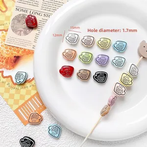 Macro detail of 15x12mm colorful coffee cup beads with 1.7mm hole for DIY jewelry