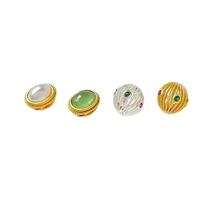 Abalorios huecos bañados en oro antiguo y perlas para creación de joyas DIY