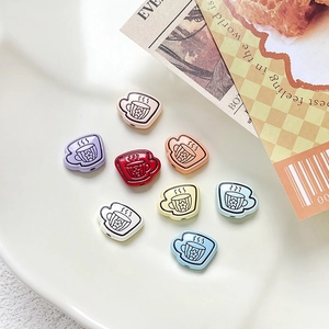 Colorful resin mini teacup beads with flower patterns for DIY handmade jewelry crafts