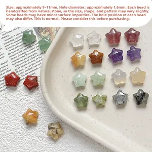 Macro shot of 9-11mm natural star-shaped gemstones for DIY jewelry making and crafts