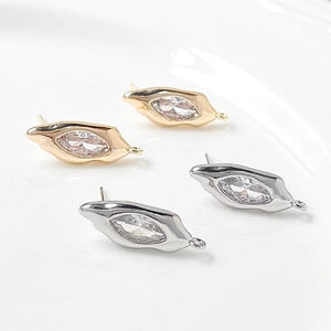 Pendientes barrocos con circón marquise y pernos de plata S925 en colores oro y plata