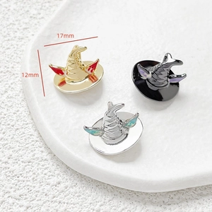 Detailed view of 17x12mm gold-plated fox ear witch hat charms for DIY jewelry making