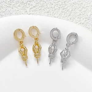 Gold and silver crown style pendant connectors for DIY baroque pearl jewelry making
