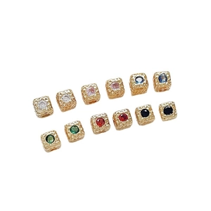 18k gold plated square cubic zirconia spacer beads for handmade bracelets and necklaces