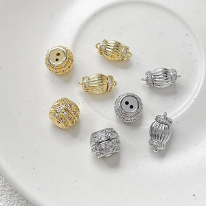 Gold and silver cubic zirconia screw clasps for DIY pearl necklace and bracelet jewelry making