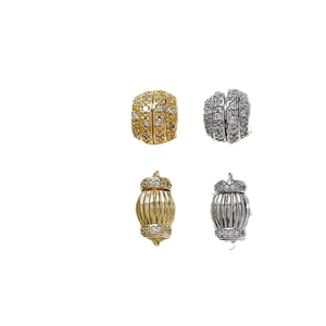 Zirconia encrusted screw clasps for DIY jewelry in gold and silver finishes